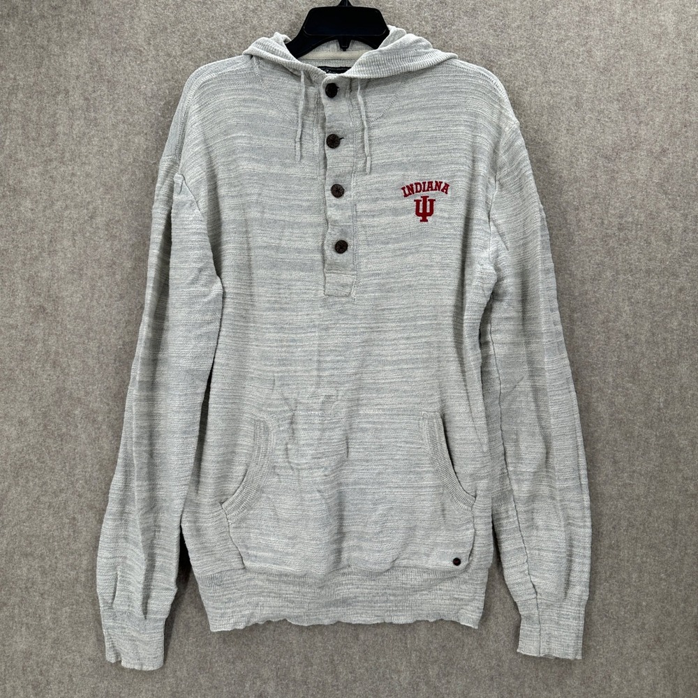 Chiliwear Indiana University Hoosiers Pullover Henley Hoodie Sweater XL‎ Grey